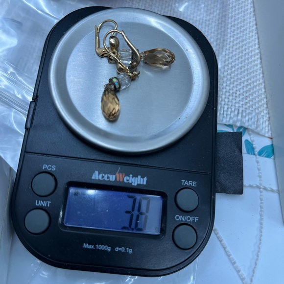 Vintage 14K Gold '585 Italy' Necklace Earring Set with Faceted Quartz - Picture 15 of 16